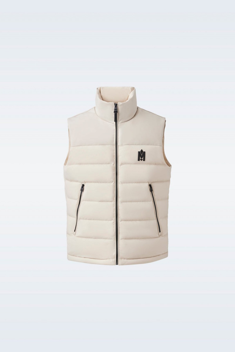 Mackage Bobbie Agile-360 Stretch Light Down Stand Collar Väst Herr Vita | FLJVH-8536