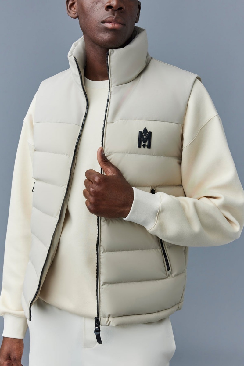 Mackage Bobbie Agile-360 Stretch Light Down Stand Collar Väst Herr Vita | FLJVH-8536