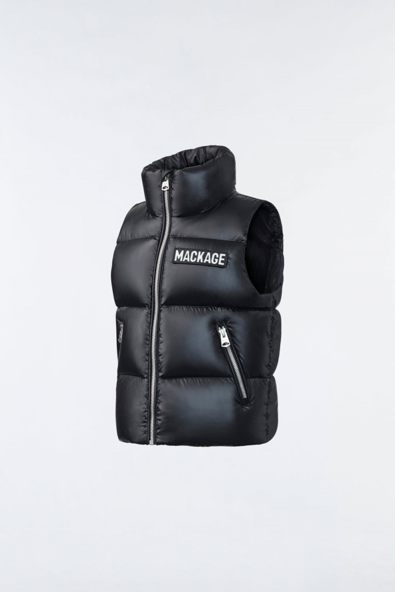 Mackage Charlee Lustrous Light Down Puffer Väst Barn Svarta | XHDAZ-5908