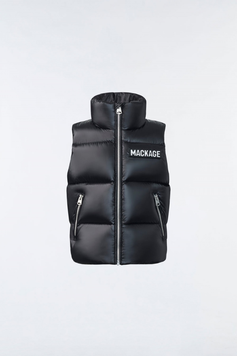 Mackage Charlee Lustrous Light Down Puffer Väst Barn Svarta | XHDAZ-5908