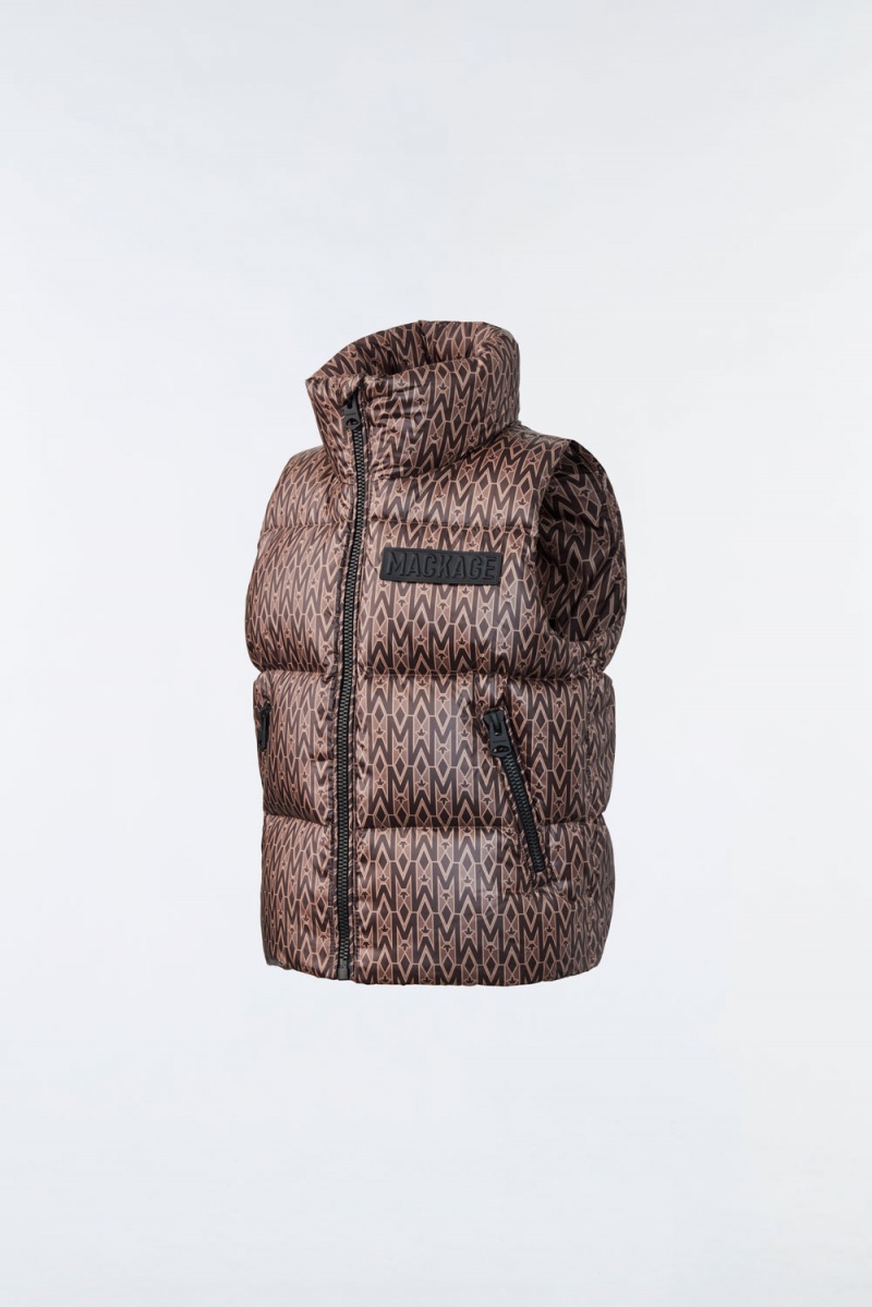 Mackage Charlee Lustrous Light Down Puffer Väst Barn Kaffe | JFNWX-8102