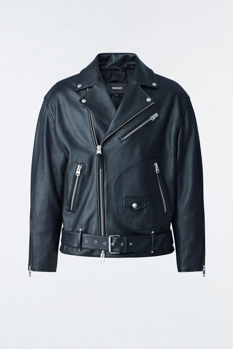 Mackage Clement Oversized R Läder Biker Jackor Herr Svarta | PFNAK-7538