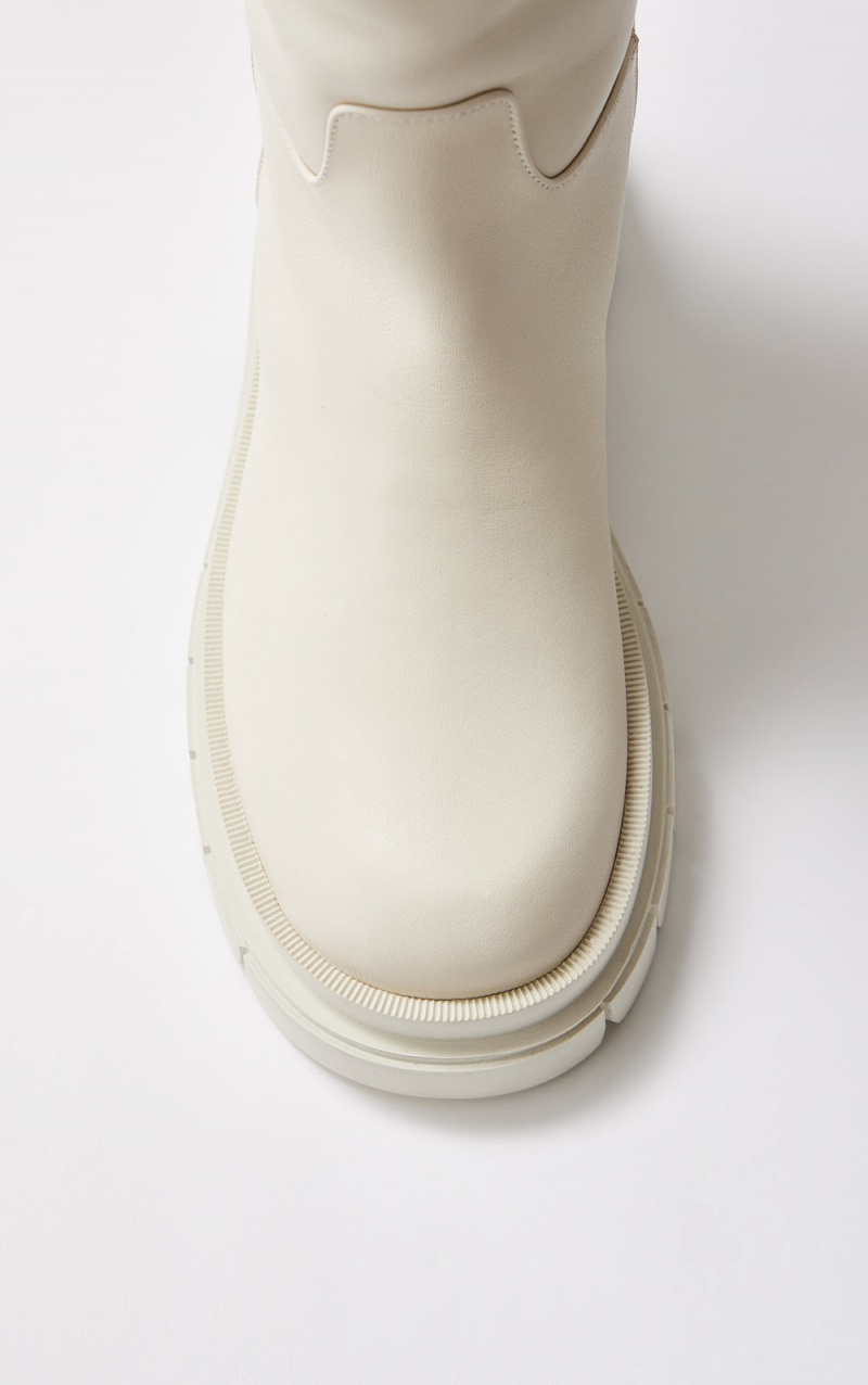 Mackage Commander Shearling-Fodrade Lug Sole (R) Läder Höga Stövlar Dam Grädde | JOTEK-9605