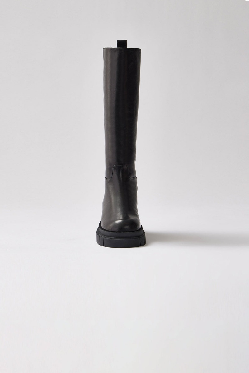 Mackage Commander Shearling-Fodrade Lug Sole (R) Läder Fodrade Stövlar Dam Svarta | HKYPJ-2403