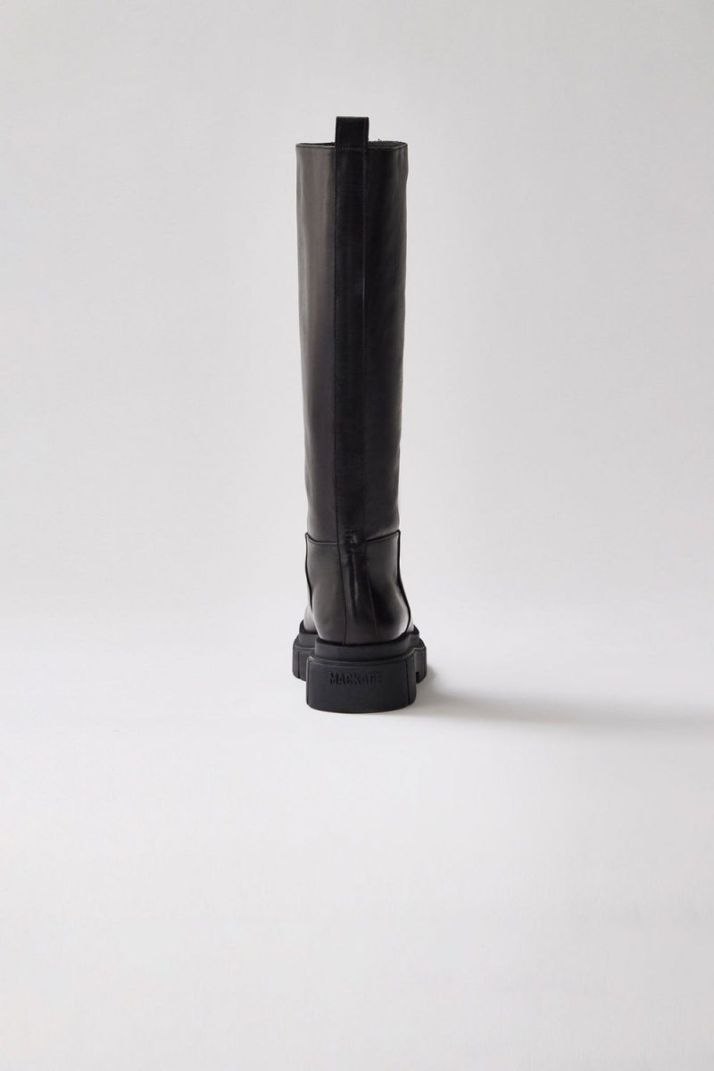 Mackage Commander Shearling-Fodrade Lug Sole (R) Läder Fodrade Stövlar Dam Svarta | HKYPJ-2403