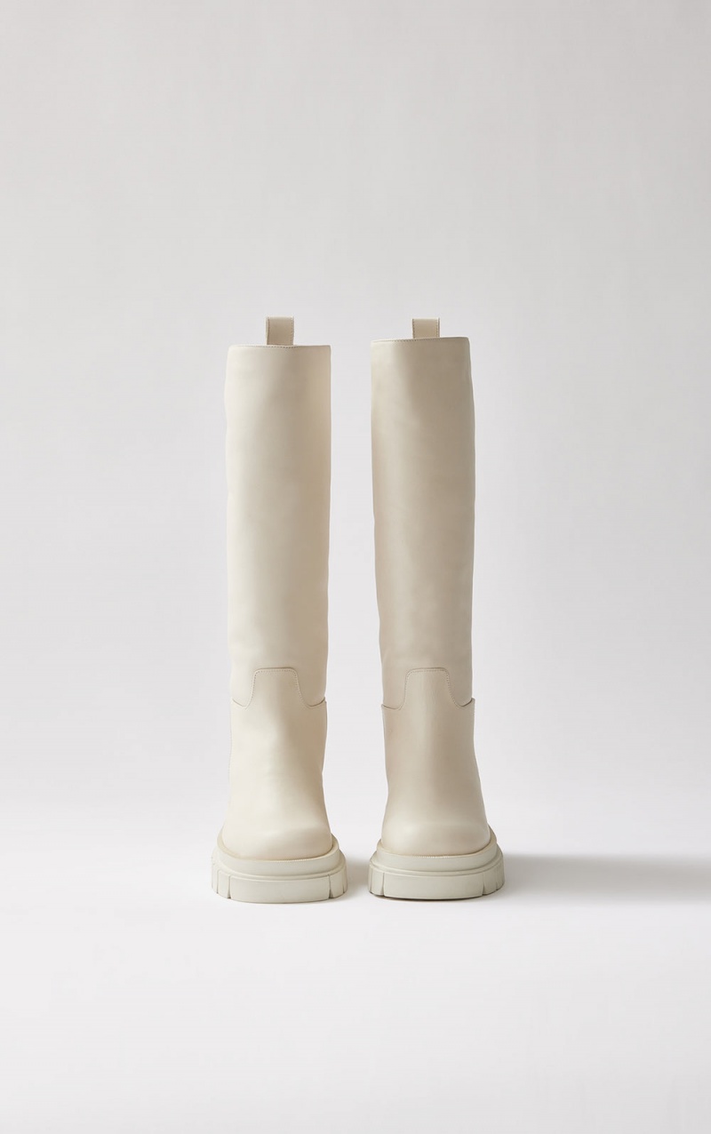 Mackage Commander Shearling-Fodrade Lug Sole (R) Läder Fodrade Stövlar Dam Grädde | PUCTD-4506