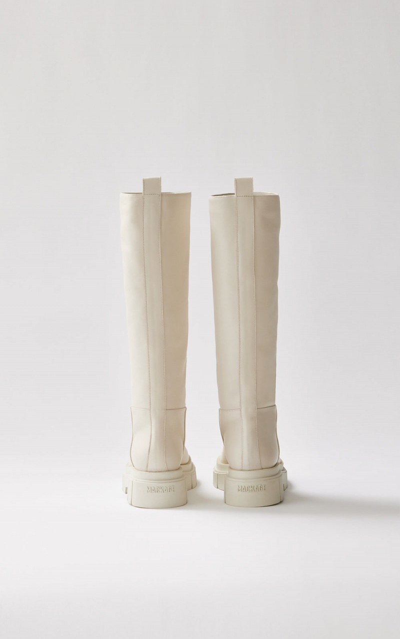 Mackage Commander Shearling-Fodrade Lug Sole (R) Läder Fodrade Stövlar Dam Grädde | PUCTD-4506