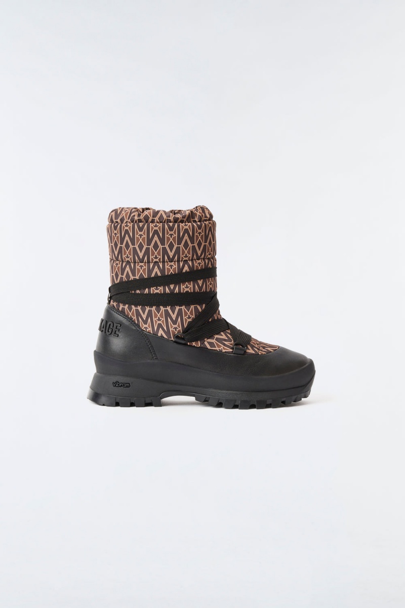 Mackage Conquer Re-Stop Monogram Shearling-Fodrade Stövletter Dam Kaffe | XQANL-7029