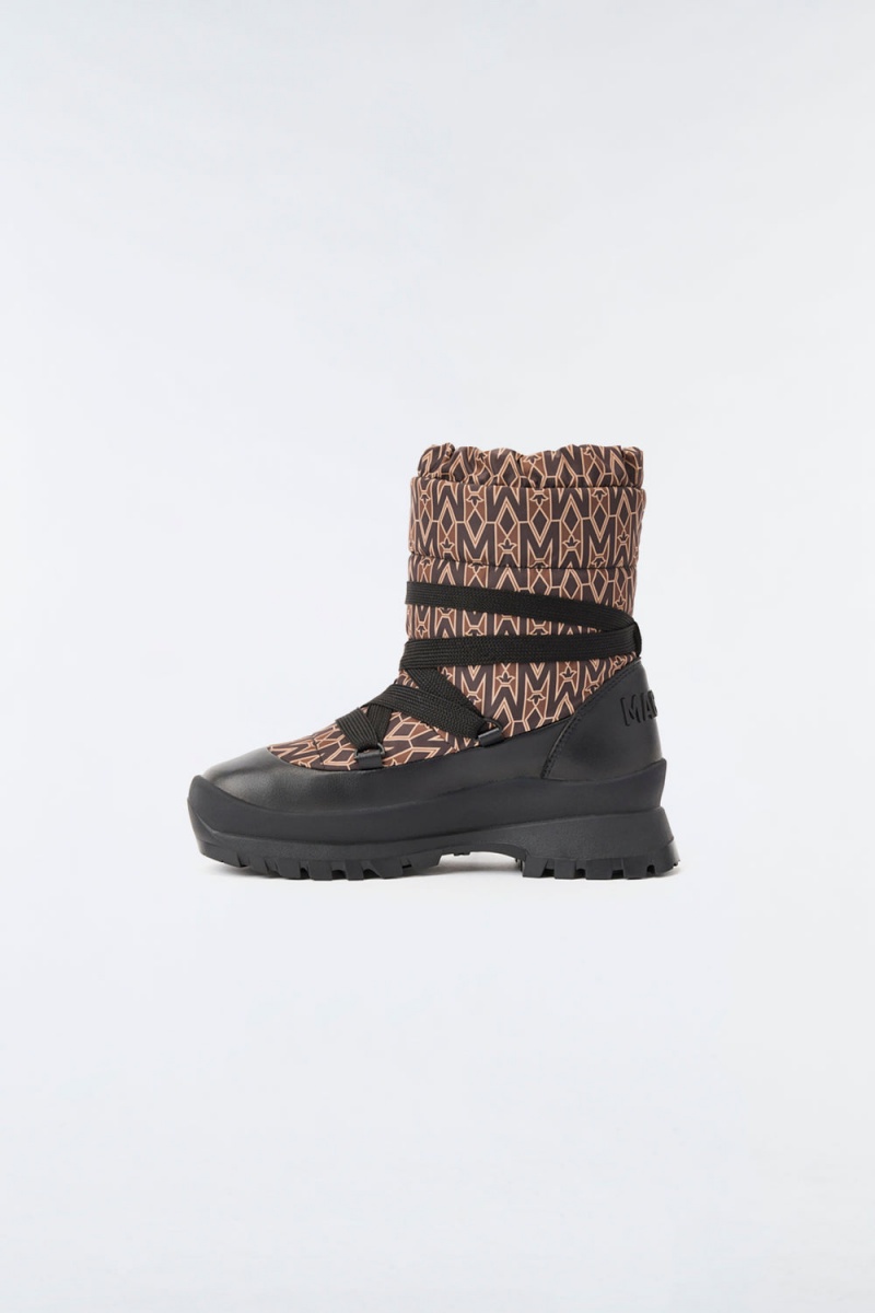 Mackage Conquer Re-Stop Monogram Shearling-Fodrade Stövletter Dam Kaffe | XQANL-7029