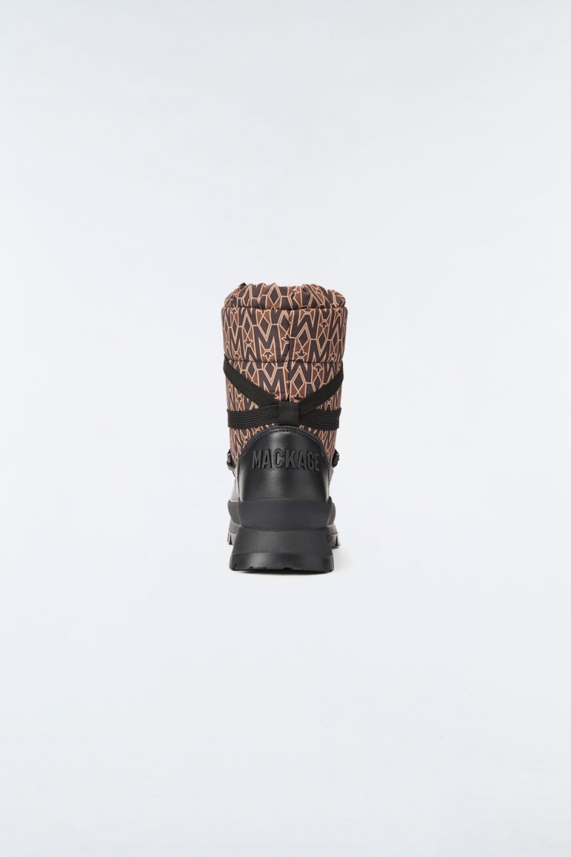 Mackage Conquer Re-Stop Monogram Shearling-Fodrade Stövletter Dam Kaffe | XQANL-7029