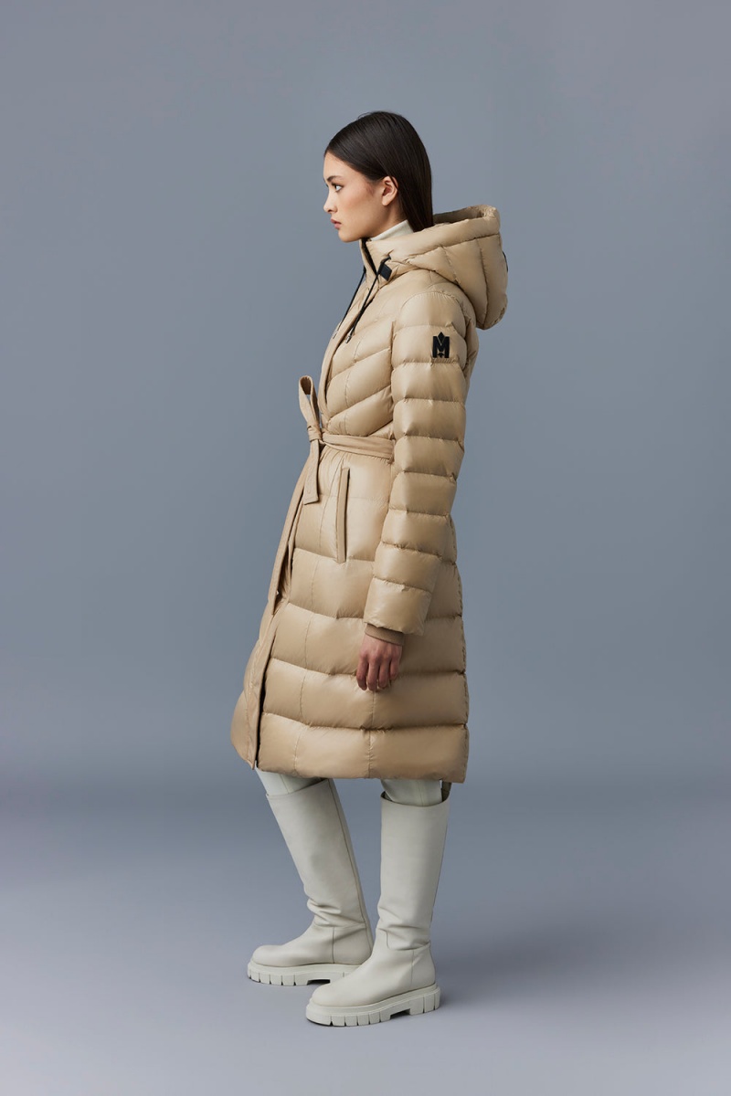 Mackage Coralia Light Hood And Sash Belt Dunrockar Dam Beige | CNVHR-4361