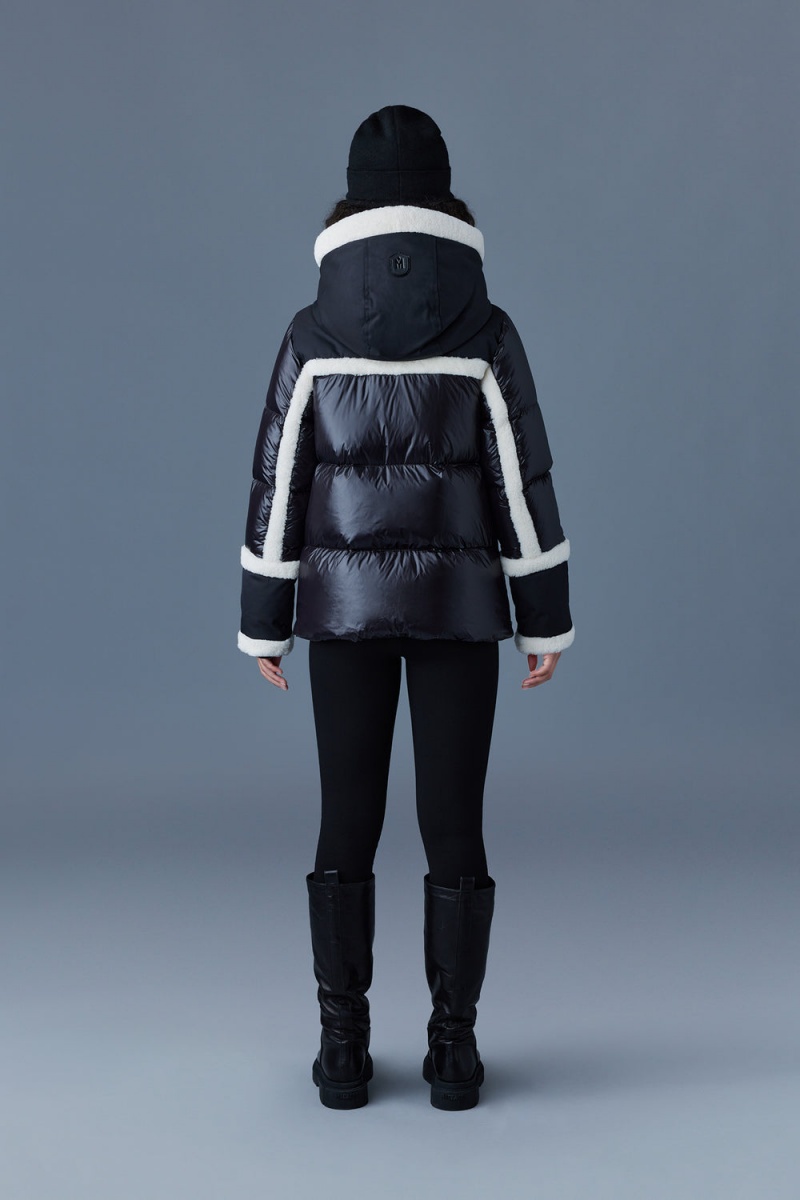Mackage Cyrah Arctic Twill Shearling Trim Dunjackor Dam Svarta | FOJIA-9476