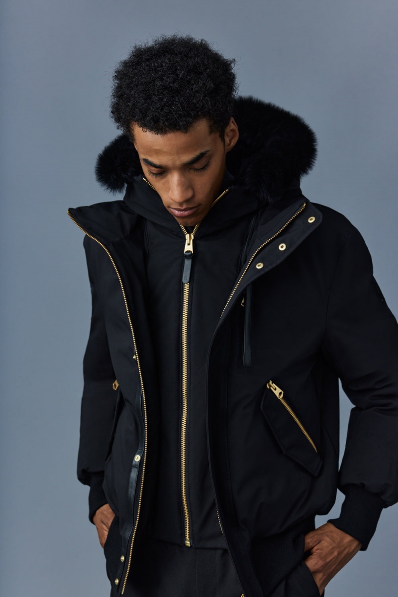 Mackage Dixon 2-In-1 Nordic Tech Down Blue Fox Fur Bomberjacka Herr Svarta | SJLUQ-1809