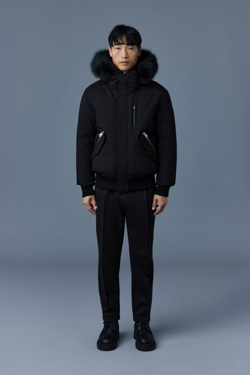 Mackage Dixon 2-In-1 Nordic Tech Down Blue Fox Fur Bomberjacka Herr Svarta | XKPCT-2517