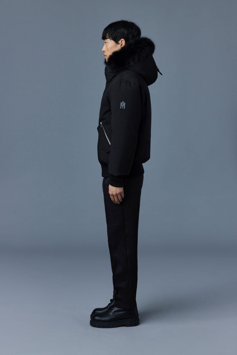 Mackage Dixon 2-In-1 Nordic Tech Down Blue Fox Fur Bomberjacka Herr Svarta | XKPCT-2517