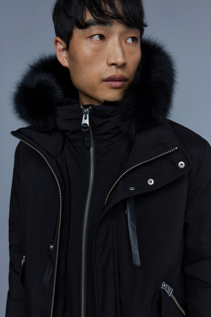 Mackage Dixon 2-In-1 Nordic Tech Down Blue Fox Fur Bomberjacka Herr Svarta | XKPCT-2517