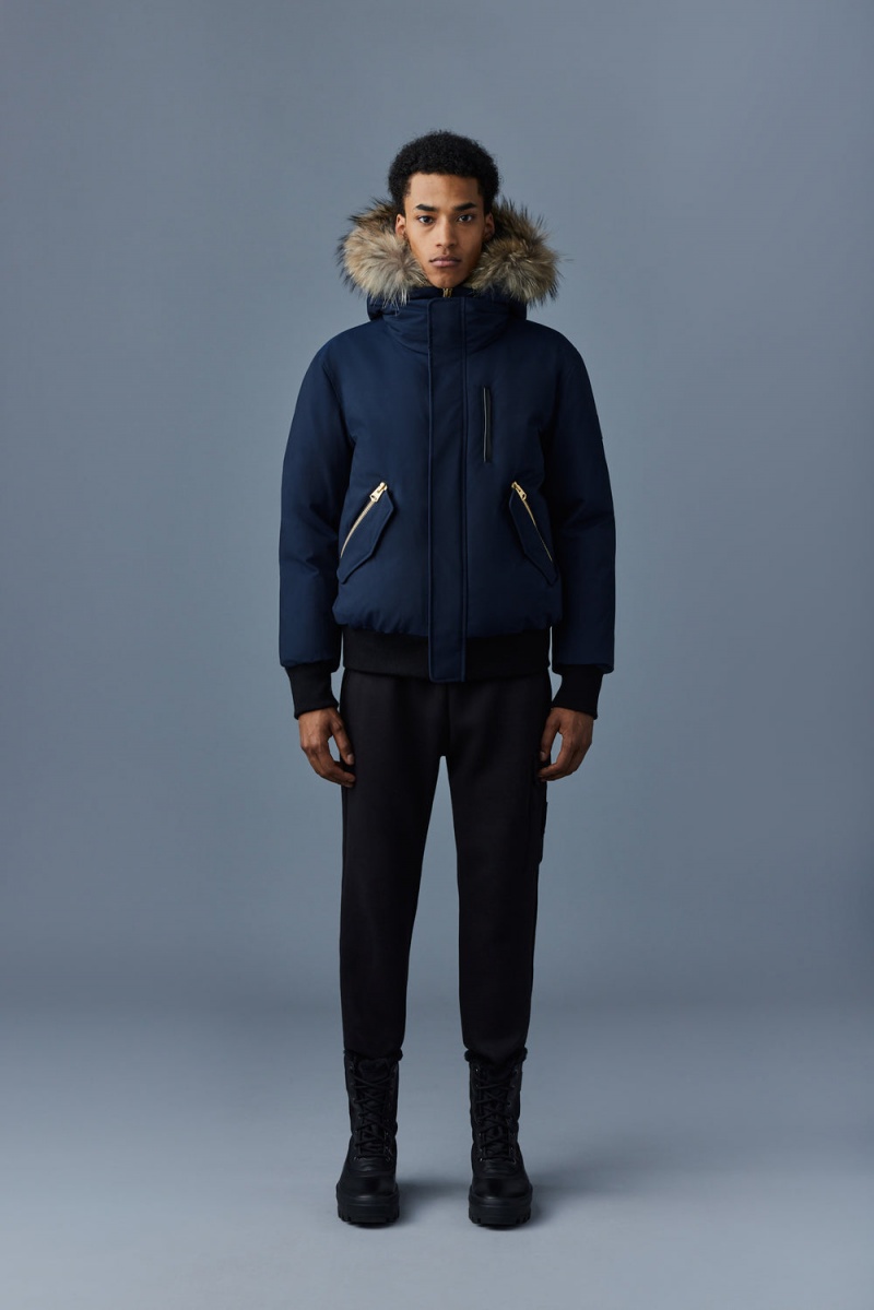 Mackage Dixon 2-In-1 Nordic Tech Down Natural Fur Bomberjacka Herr Marinblå | FMVQB-1834