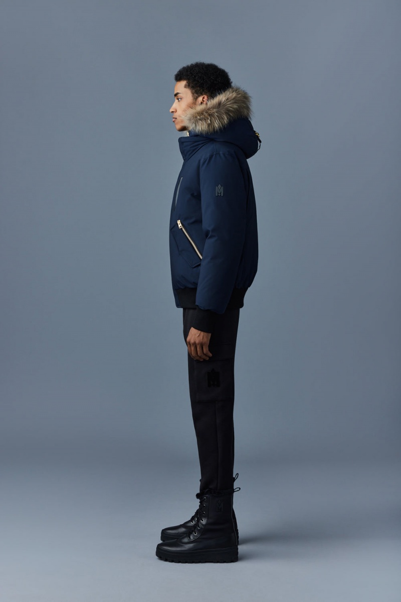 Mackage Dixon 2-In-1 Nordic Tech Down Natural Fur Bomberjacka Herr Marinblå | FMVQB-1834