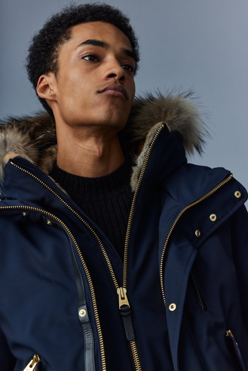 Mackage Dixon 2-In-1 Nordic Tech Down Natural Fur Bomberjacka Herr Marinblå | FMVQB-1834