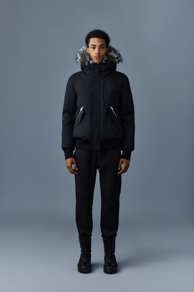 Mackage Dixon 2-In-1 Nordic Tech Down Silver Fox Fur Bomberjacka Herr Svarta | SVWTX-2069