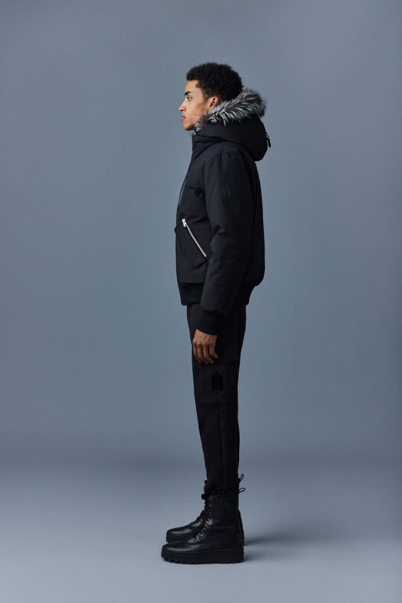 Mackage Dixon 2-In-1 Nordic Tech Down Silver Fox Fur Bomberjacka Herr Svarta | SVWTX-2069