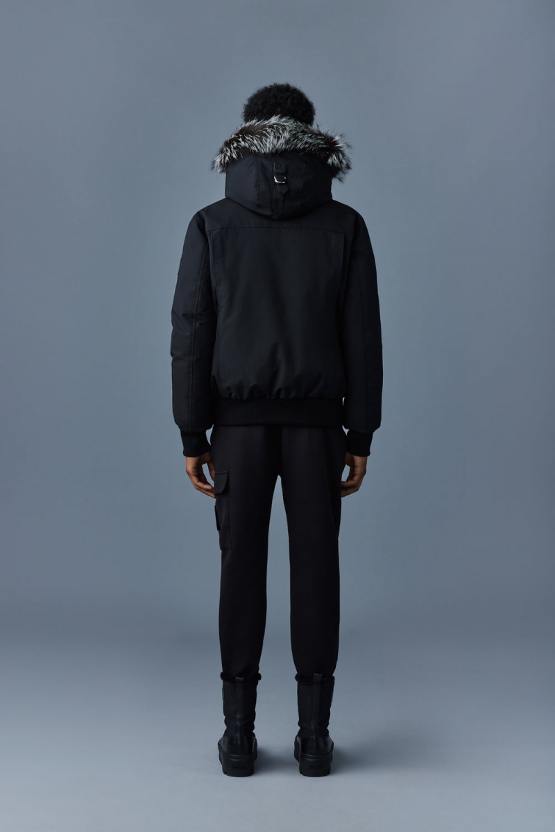 Mackage Dixon 2-In-1 Nordic Tech Down Silver Fox Fur Bomberjacka Herr Svarta | SVWTX-2069