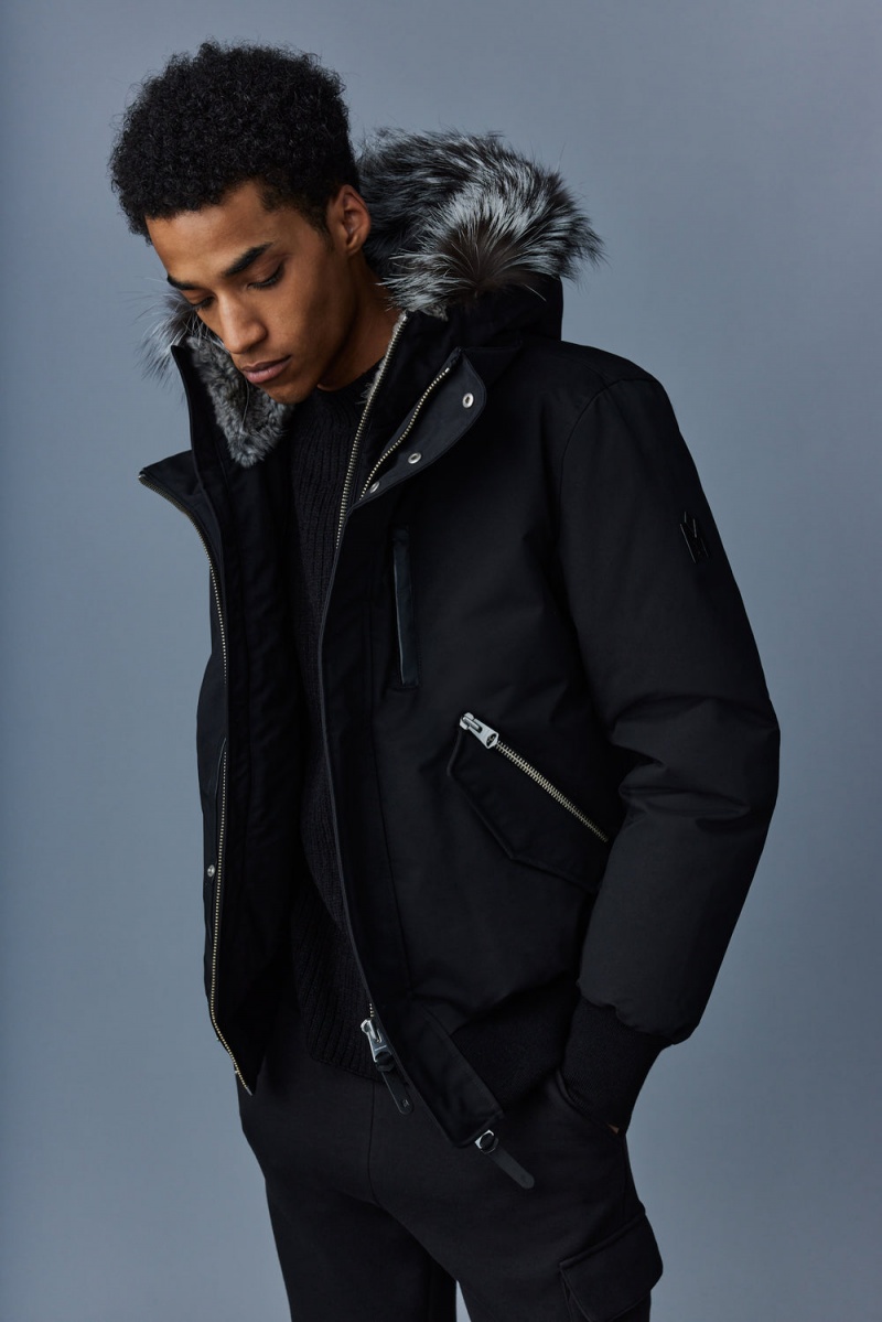 Mackage Dixon 2-In-1 Nordic Tech Down Silver Fox Fur Bomberjacka Herr Svarta | SVWTX-2069