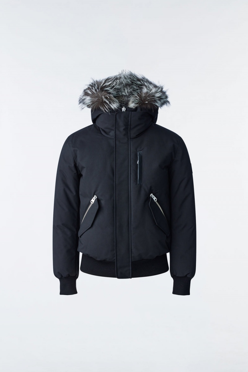 Mackage Dixon 2-In-1 Nordic Tech Down Silver Fox Fur Bomberjacka Herr Svarta | SVWTX-2069