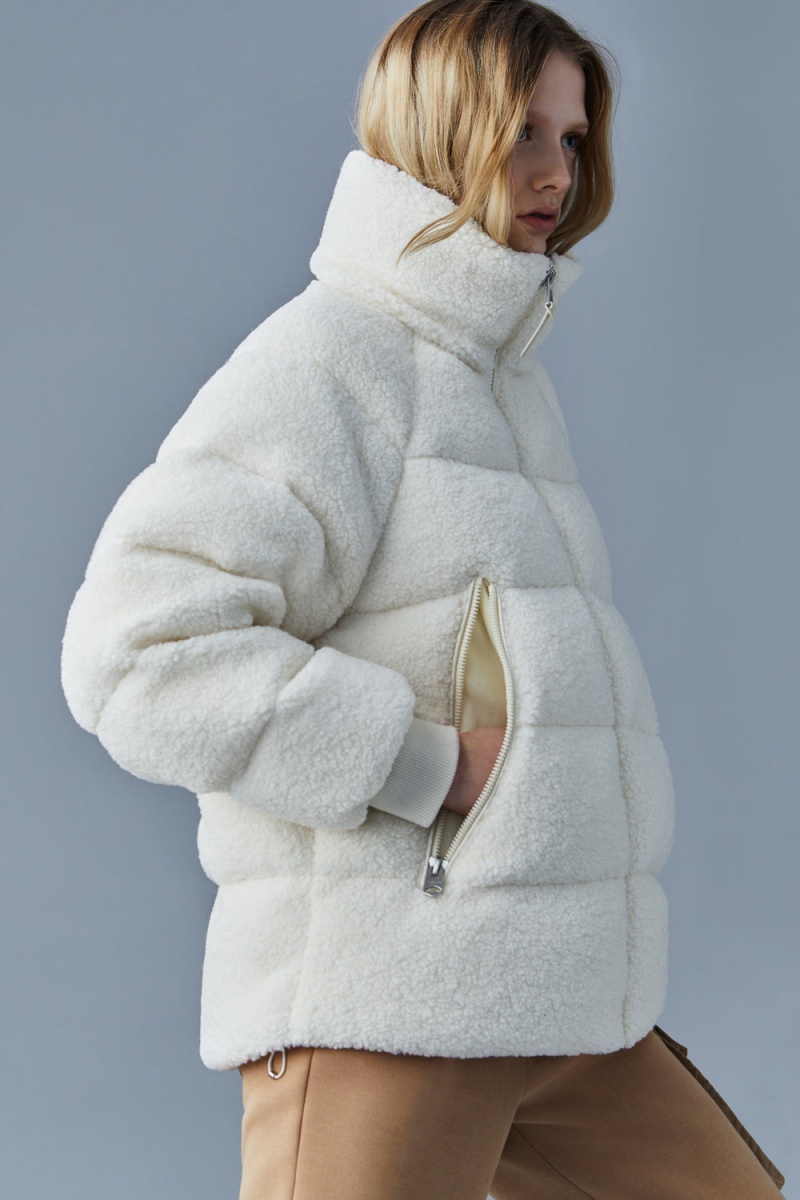 Mackage Edana Teddy Puffer Removable Hood Dunjackor Dam Grädde | WGRNE-0975