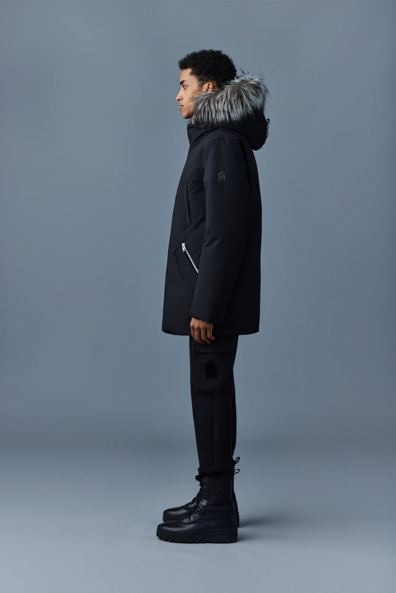 Mackage Edward 2-In-1 Down Hooded Bib And Silver Fox Fur Parkajackor Herr Svarta | KNGRH-1430