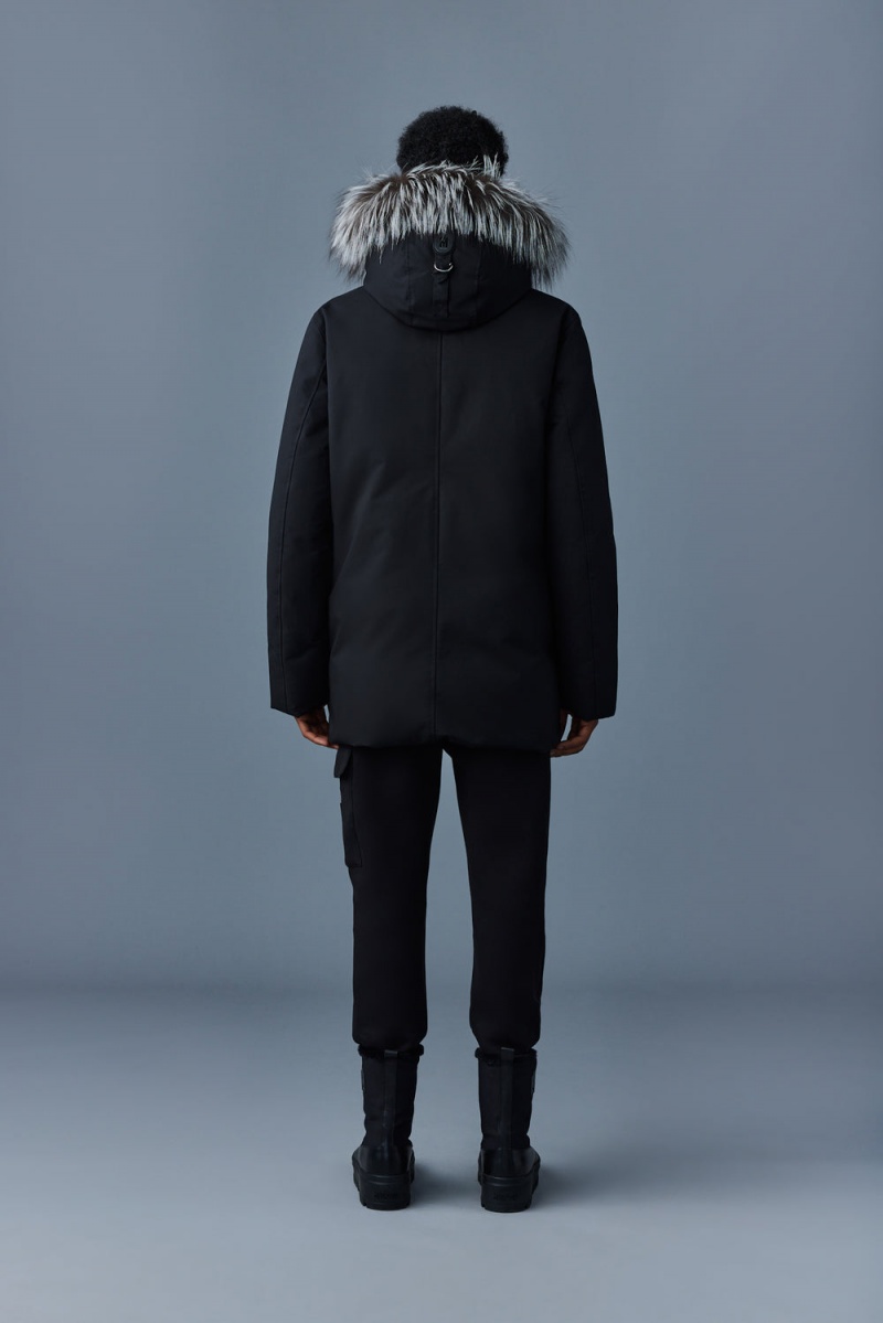 Mackage Edward 2-In-1 Down Hooded Bib And Silver Fox Fur Parkajackor Herr Svarta | KNGRH-1430