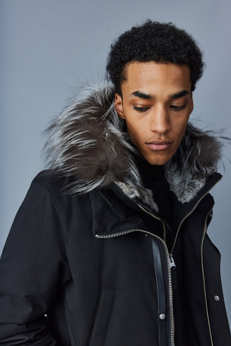Mackage Edward 2-In-1 Down Hooded Bib And Silver Fox Fur Parkajackor Herr Svarta | KNGRH-1430