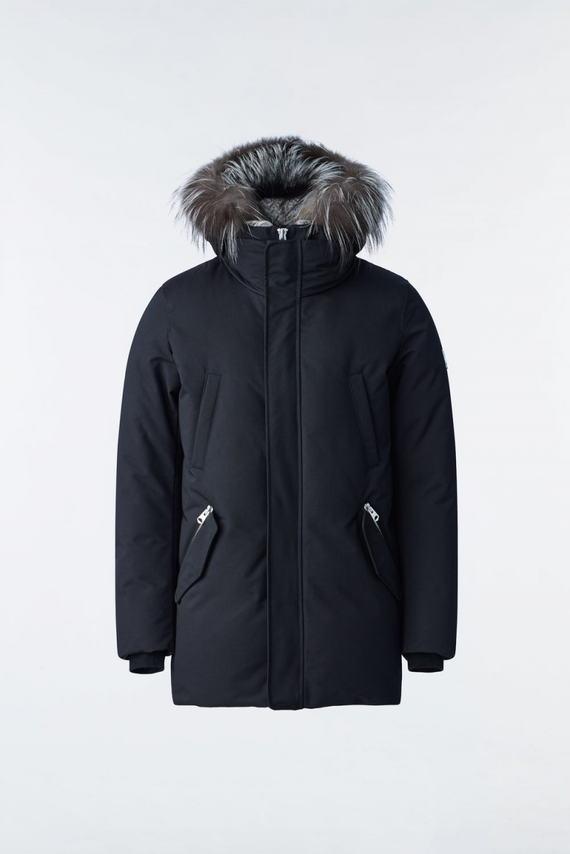 Mackage Edward 2-In-1 Down Hooded Bib And Silver Fox Fur Parkajackor Herr Svarta | KNGRH-1430