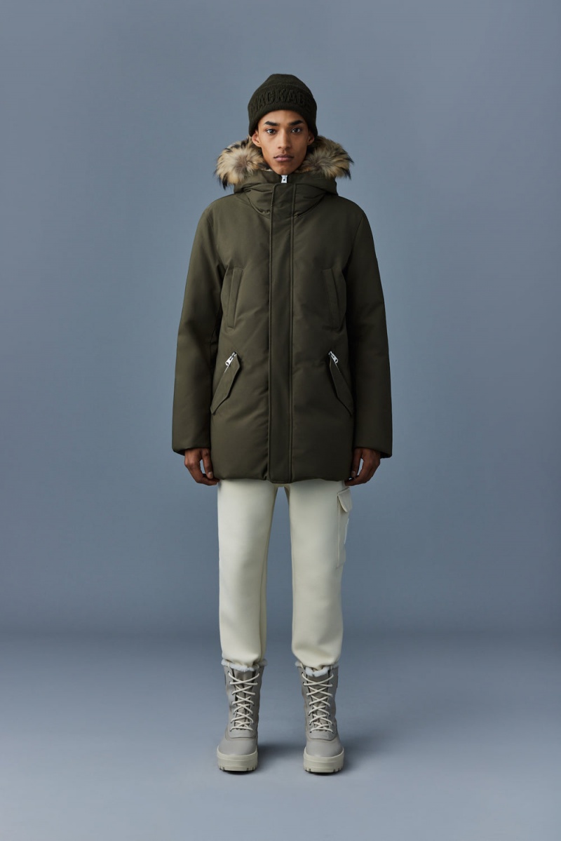 Mackage Edward 2-In-1 Down Hooded Bib And Natural Fur Parkajackor Herr Olivgröna | CAUIQ-3701