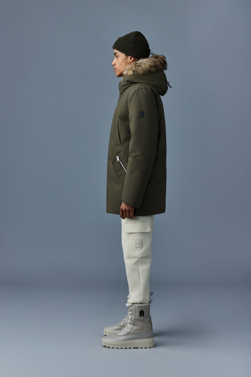 Mackage Edward 2-In-1 Down Hooded Bib And Natural Fur Parkajackor Herr Olivgröna | CAUIQ-3701