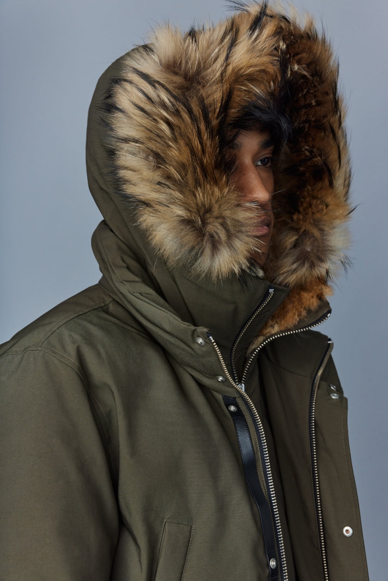 Mackage Edward 2-In-1 Down Hooded Bib And Natural Fur Parkajackor Herr Olivgröna | CAUIQ-3701