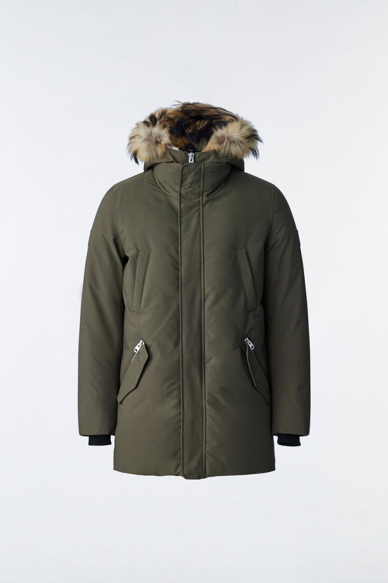 Mackage Edward 2-In-1 Down Hooded Bib And Natural Fur Parkajackor Herr Olivgröna | CAUIQ-3701