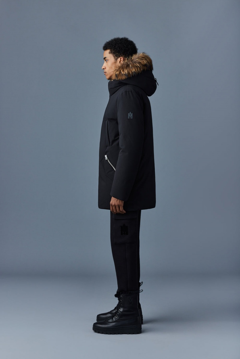 Mackage Edward 2-In-1 Down Hooded Bib And Natural Fur Parkajackor Herr Svarta | GZUOC-7465