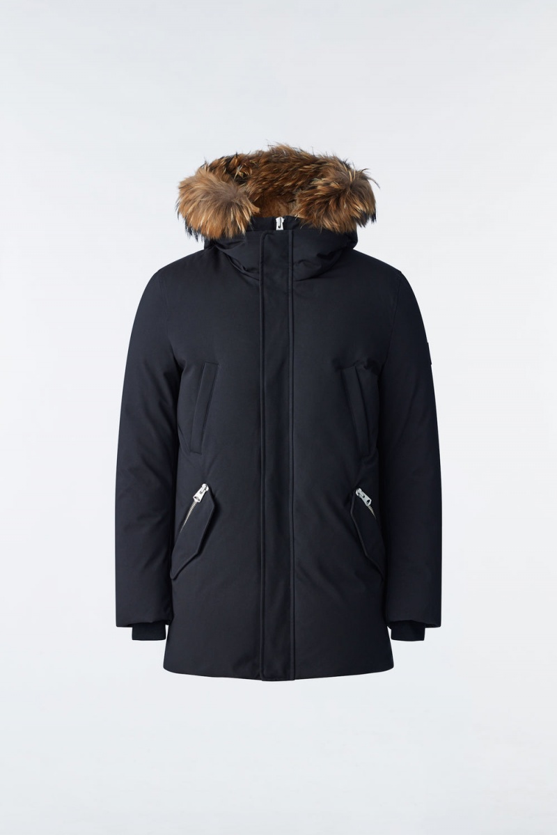 Mackage Edward 2-In-1 Down Hooded Bib And Natural Fur Parkajackor Herr Svarta | GZUOC-7465