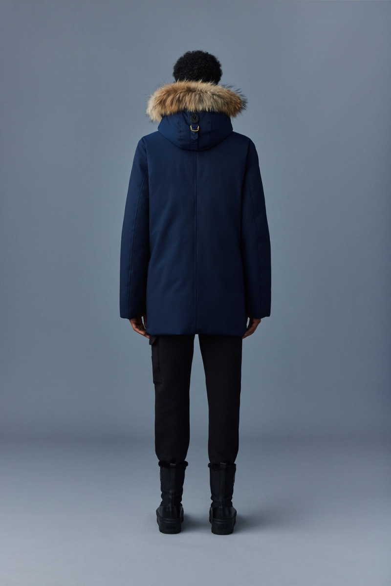 Mackage Edward 2-In-1 Down Hooded Bib And Natural Fur Parkajackor Herr Marinblå | ZHSIY-5406