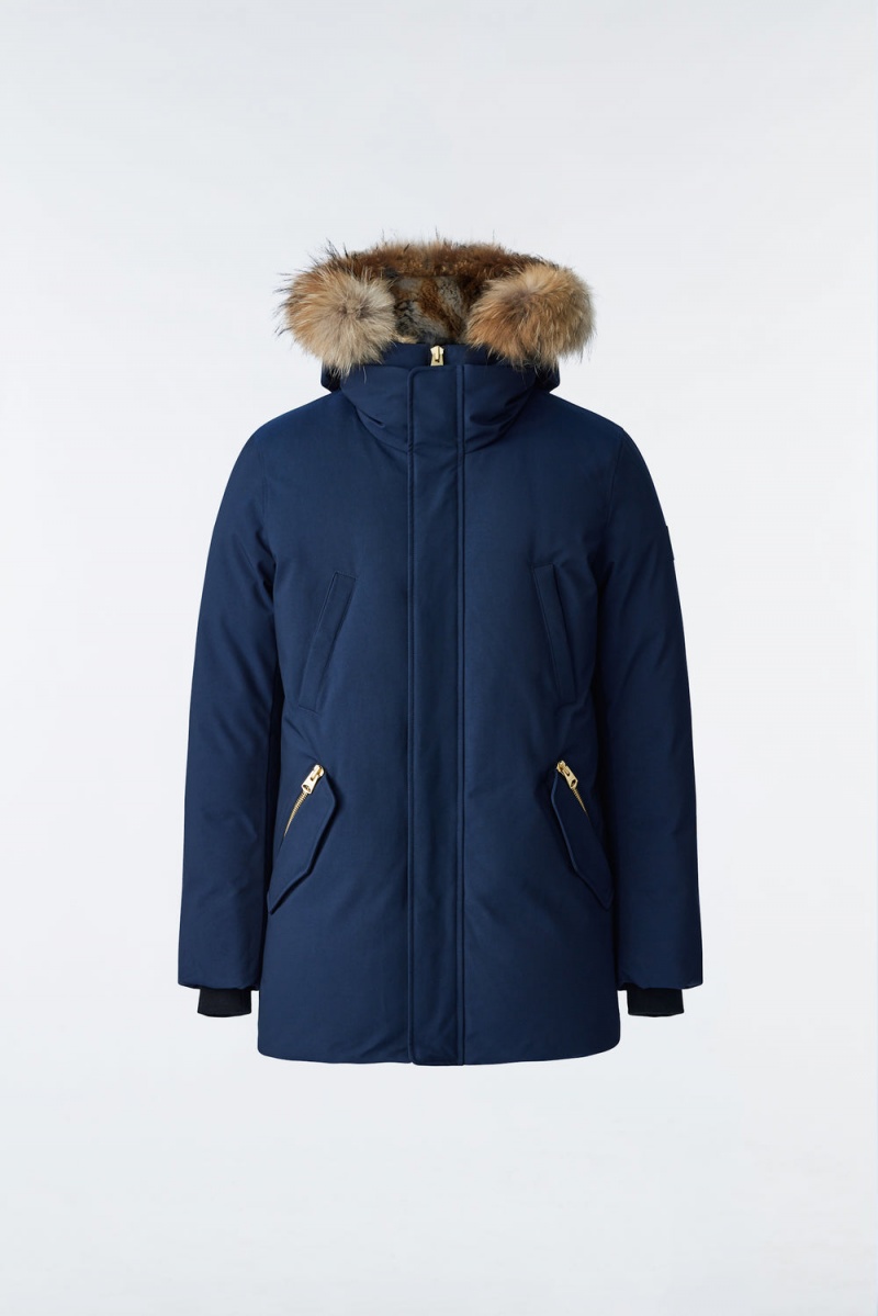 Mackage Edward 2-In-1 Down Hooded Bib And Natural Fur Parkajackor Herr Marinblå | ZHSIY-5406