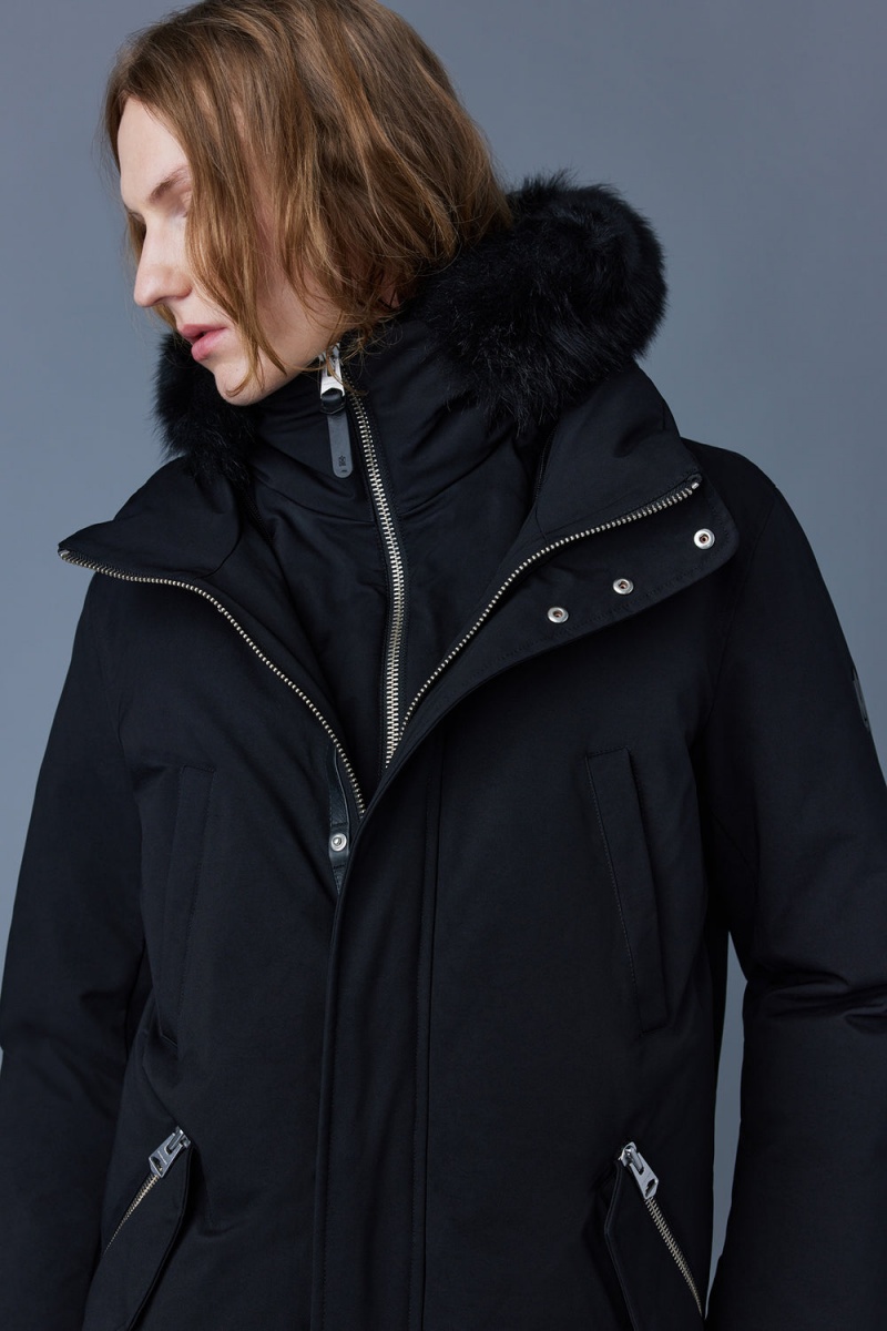 Mackage Edward 2-In-1 Down Hooded Bib And Detachable Sheepskin Collar Parkajackor Herr Svarta | RIAKB-2859