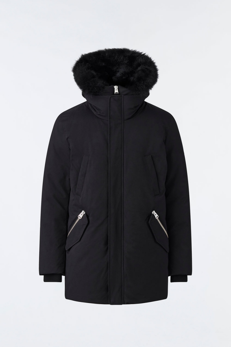 Mackage Edward 2-In-1 Down Hooded Bib And Detachable Sheepskin Collar Parkajackor Herr Svarta | RIAKB-2859