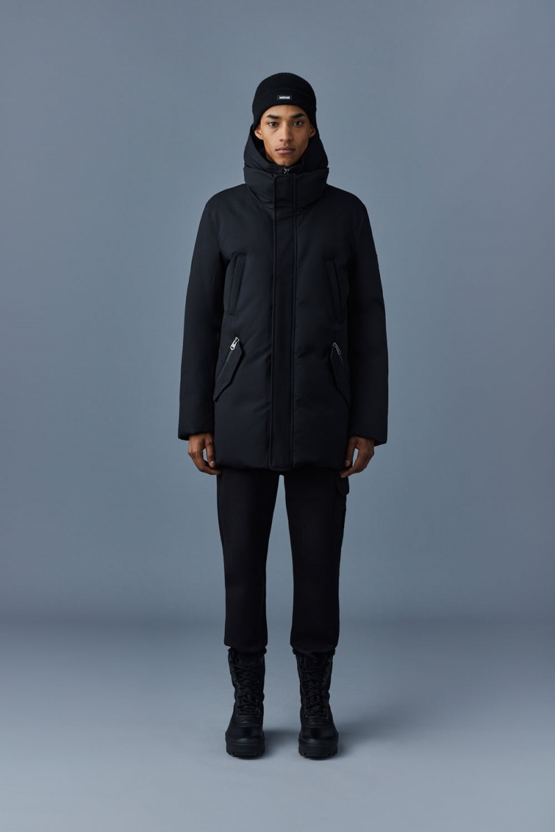 Mackage Edward 2-In-1 Removable Hooded Bib Dunrockar Herr Svarta | QNCKM-9286