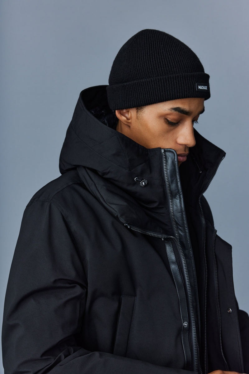 Mackage Edward 2-In-1 Removable Hooded Bib Dunrockar Herr Svarta | QNCKM-9286