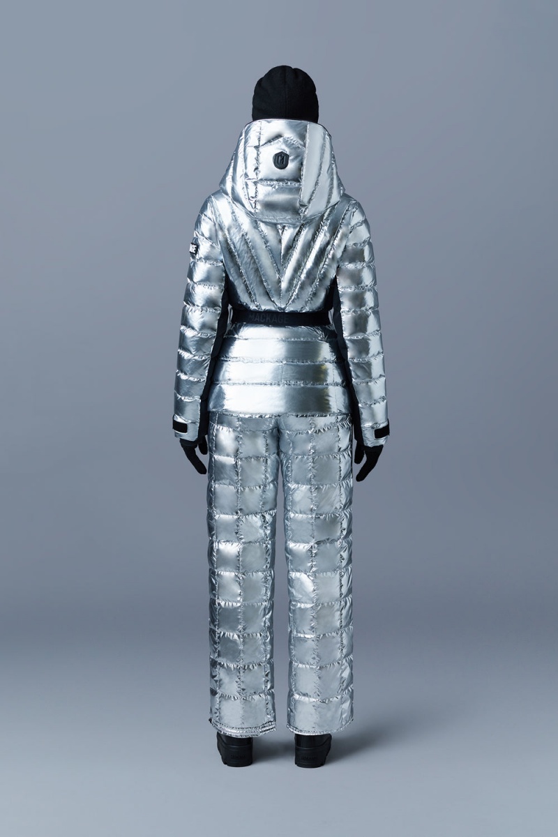 Mackage Elita Metallic Light Ski Removable Hood Dunjackor Dam Silver | KREMQ-1436
