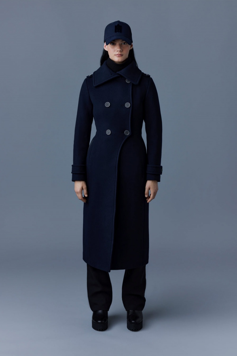 Mackage Elodie Double Face Ull And Cashmere Tailored Rockar Dam Marinblå | OFZDY-3064