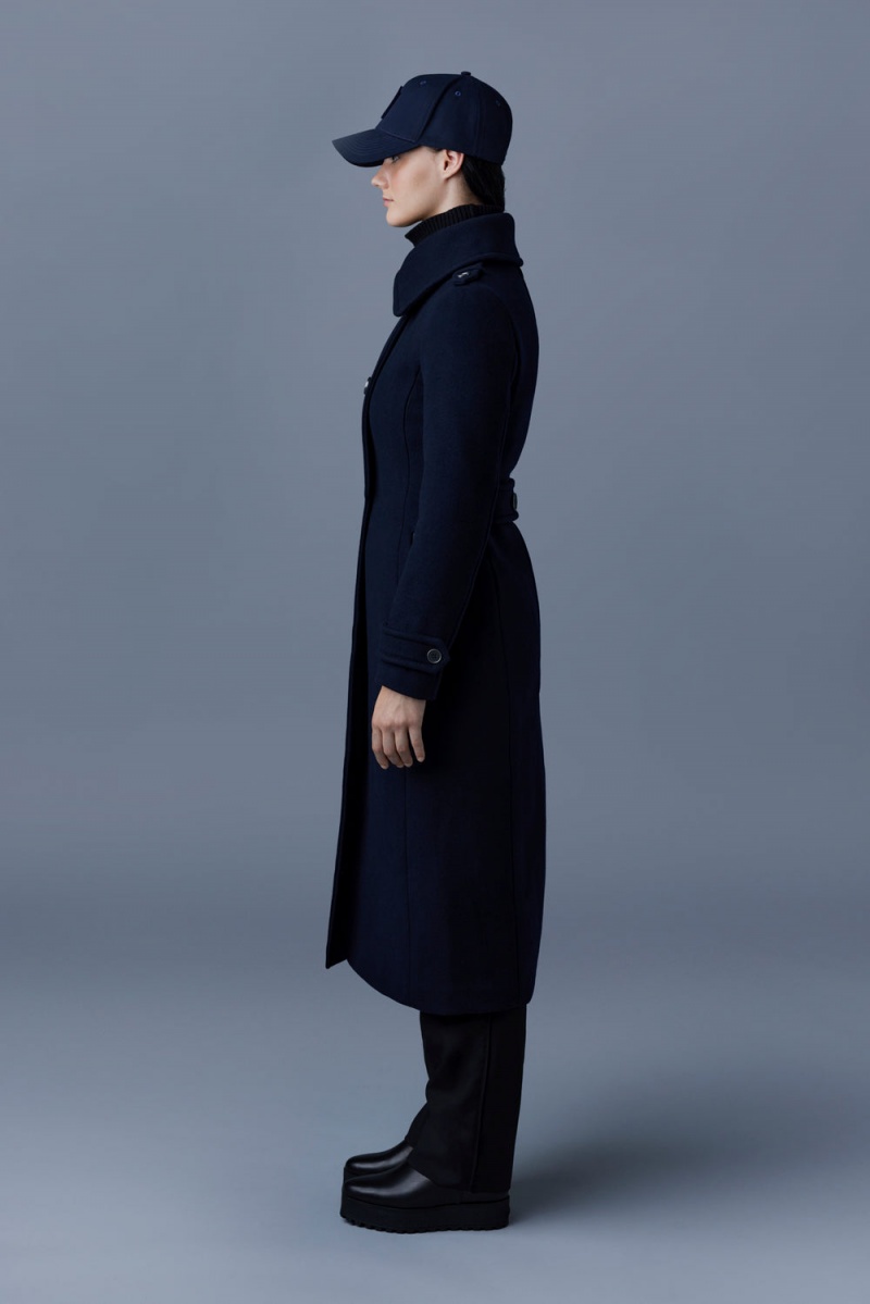 Mackage Elodie Double Face Ull And Cashmere Tailored Rockar Dam Marinblå | OFZDY-3064