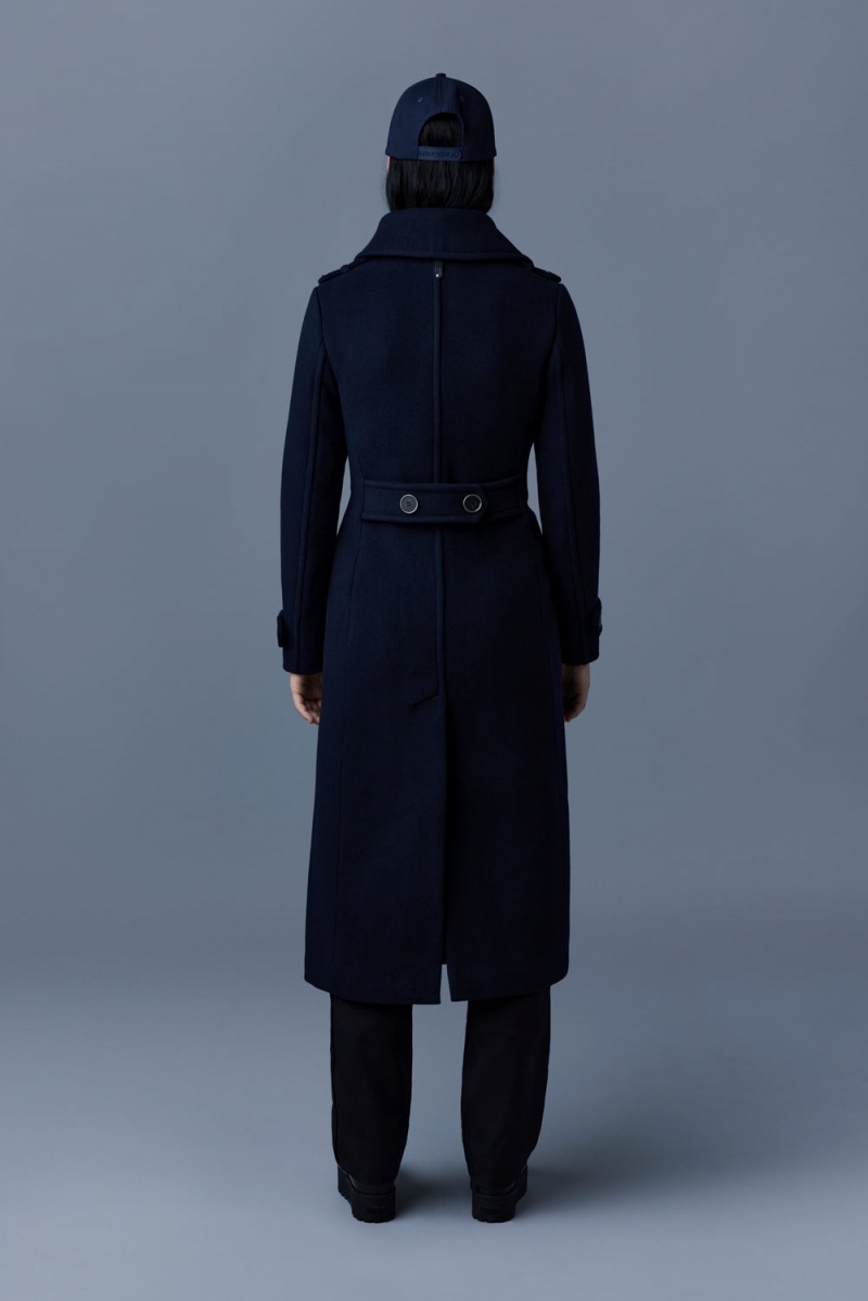 Mackage Elodie Double Face Ull And Cashmere Tailored Rockar Dam Marinblå | OFZDY-3064