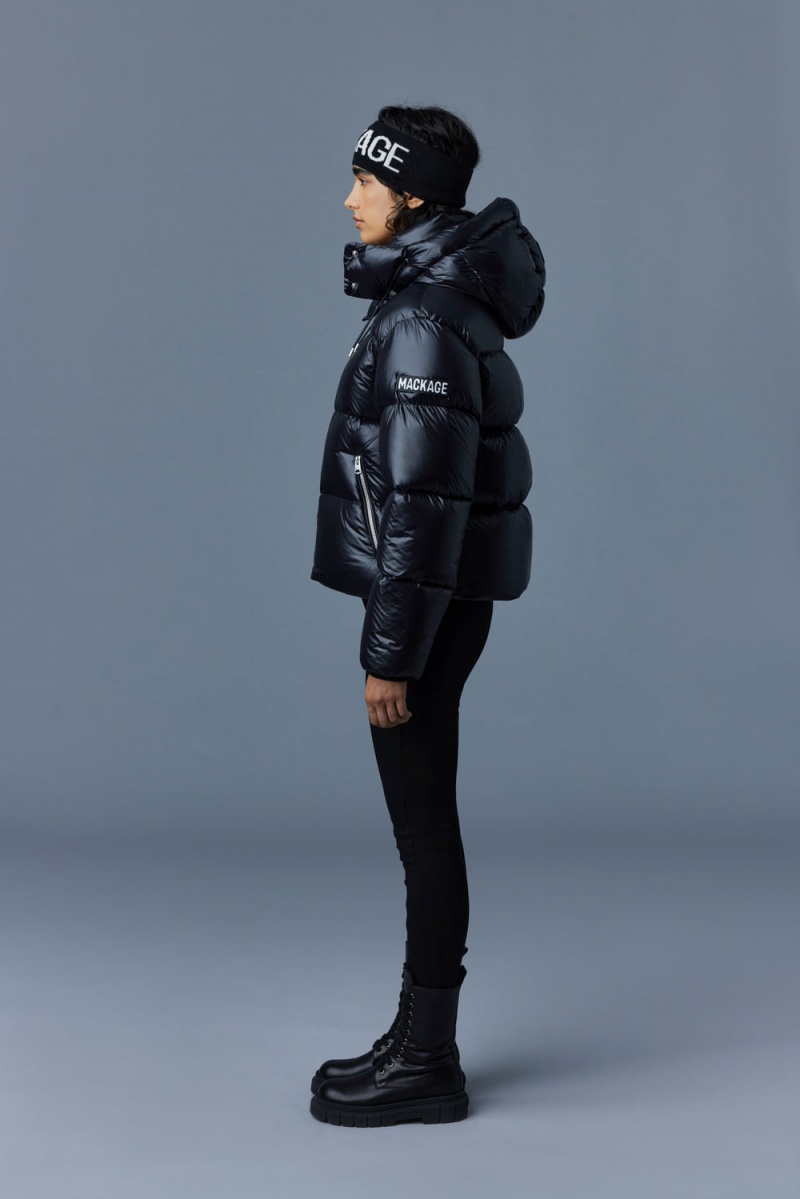 Mackage Evie Lustrous Light Hood Dunjackor Dam Svarta | LZGSH-3085